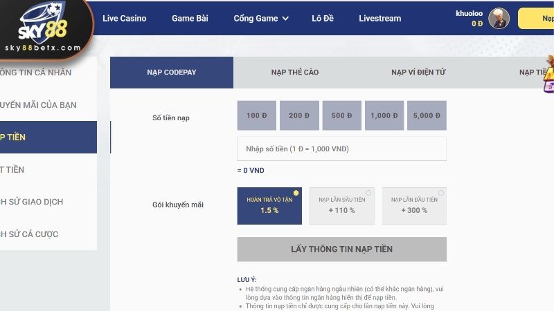 Tìm hiểu nguyên nhân không nạp tiền SKY88 thành công