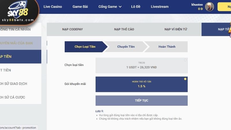 Nạp tiền SKY88 cần đáp ứng những điều kiện gì?