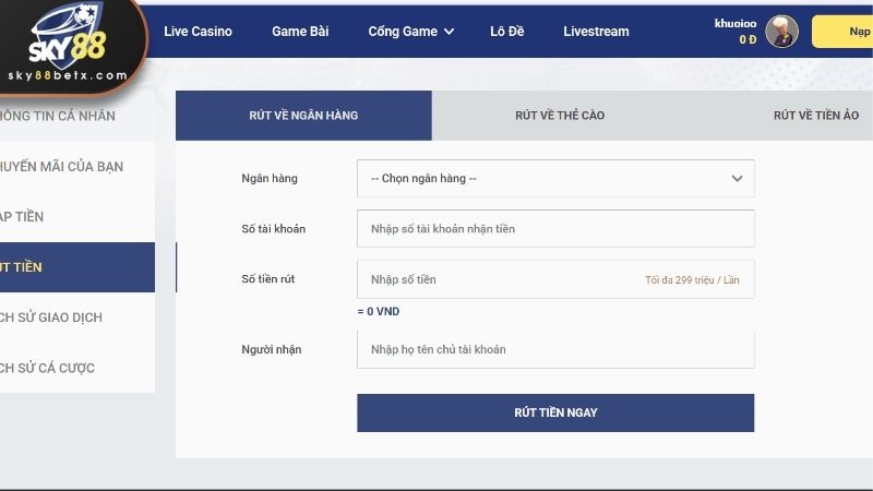 Các vấn đề phổ biến khi rút tiền SKY88 và cách xử lý